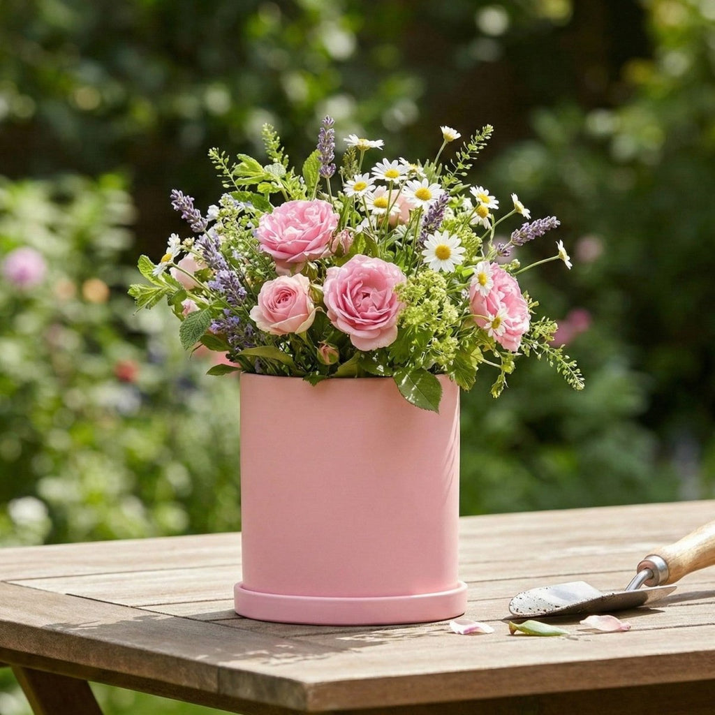 Elegant Ceramic Flowerpot with Saucer