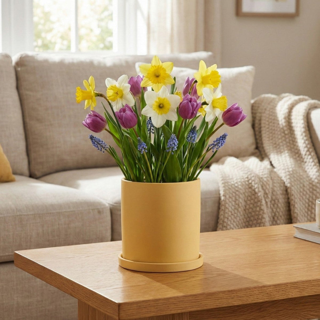 Elegant Ceramic Flowerpot with Saucer
