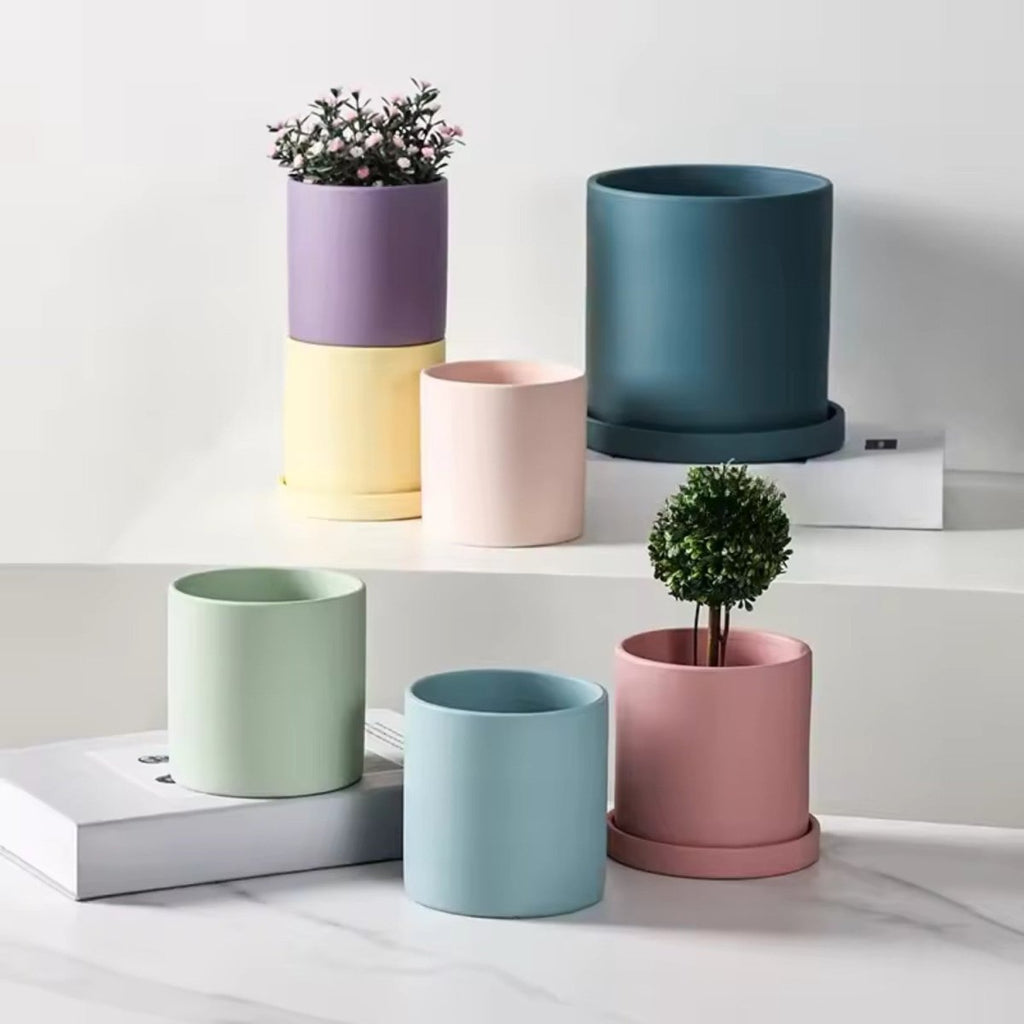 Elegant Ceramic Flowerpot with Saucer