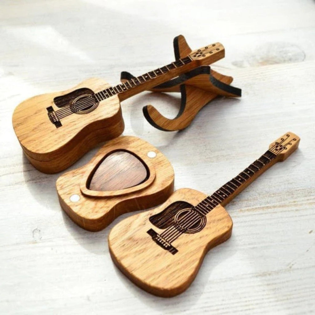 Engraved Wooden Guitar Pick Box