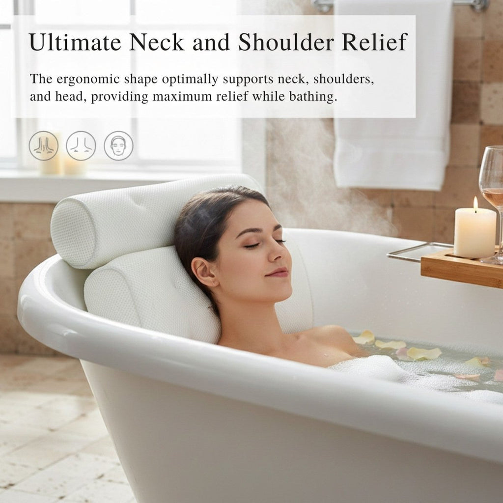 Ergonomic Bath Pillow for Neck and Shoulder Support
