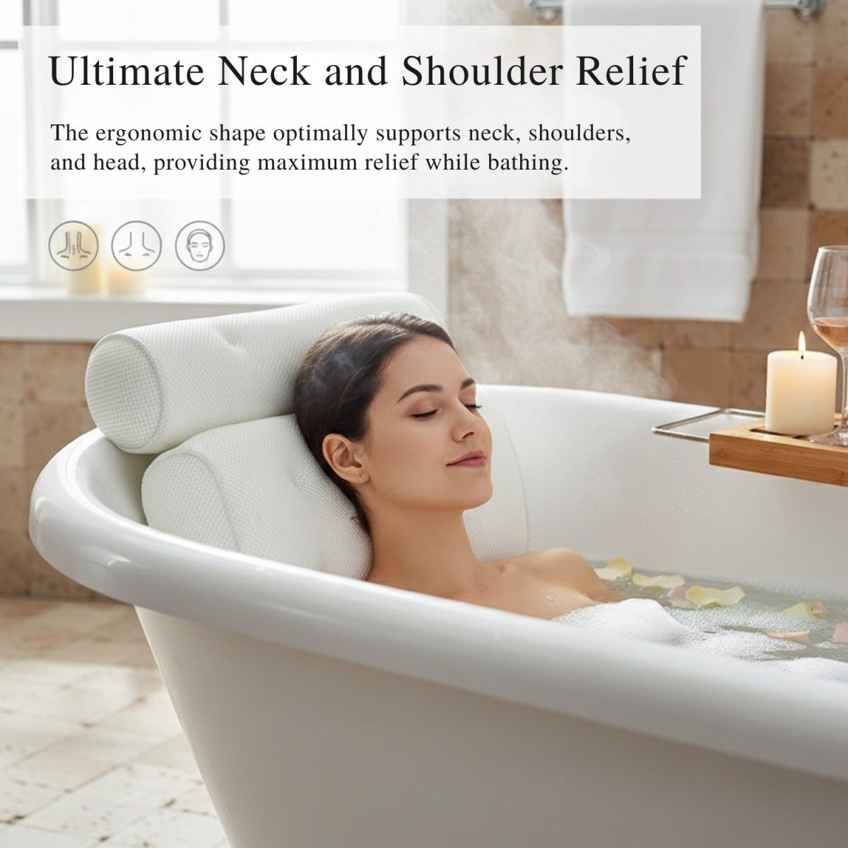 Ergonomic Bath Pillow for Neck and Shoulder Support