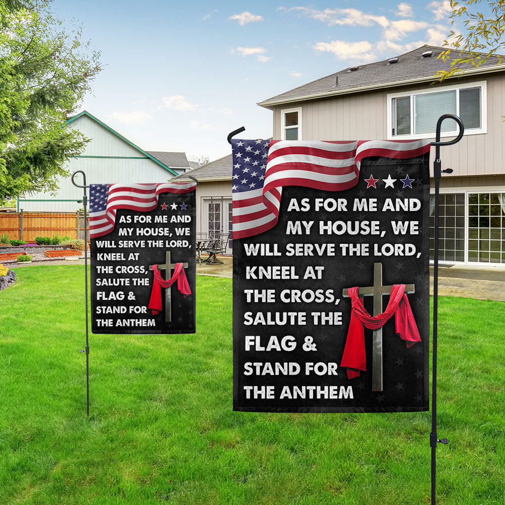 Jesus Cross American Flag As For Me And My House We Will Serve The Lord Flag  3-Day Shipping