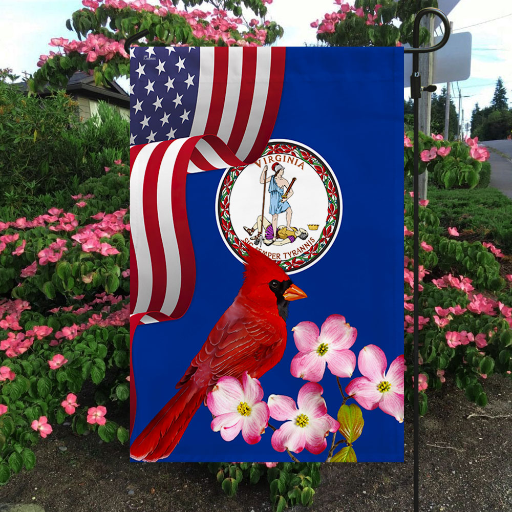 Virginia State Cardinal and Dogwood Flower Flag, heavy duty flag
