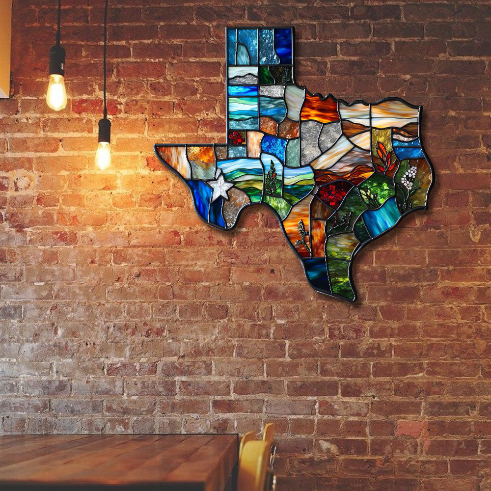 Texas Map Hanging Metal Sign, Wall Art