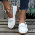 Women's Soft Leather Slip on Walking Loafers Shoes