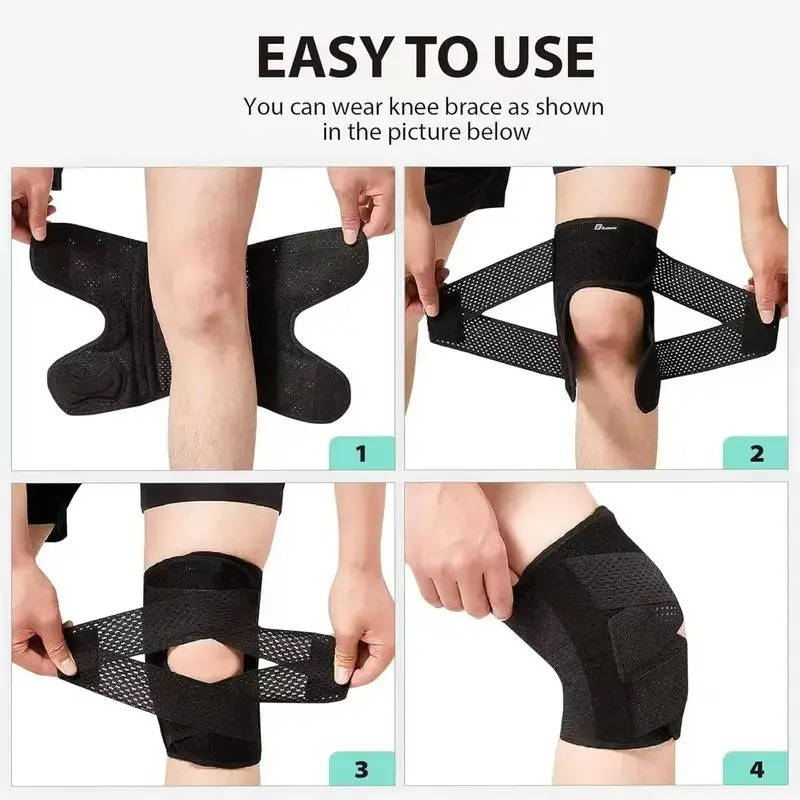 Professional Knee Brace with Side Stabilizers for Meniscus Tear & Acl Pain, Breathable Adjustable Knee Support for Injury Recovery