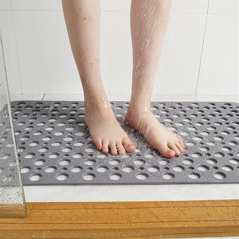 Shower Mat with Suction Cups, Non-Slip Surface, Drainage Holes, 16x28 Inch Bathroom Mat