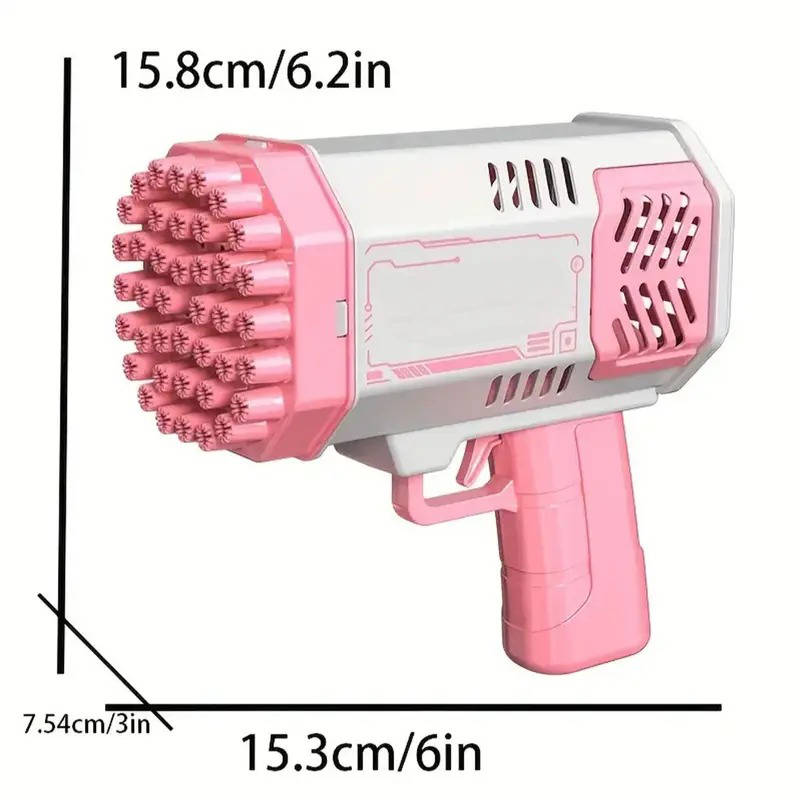 40 Hole Automatic Bubble Gun with LED Lights, Gatling Style Bubble Blower Toy for Kids 3+, Outdoor Party Play
