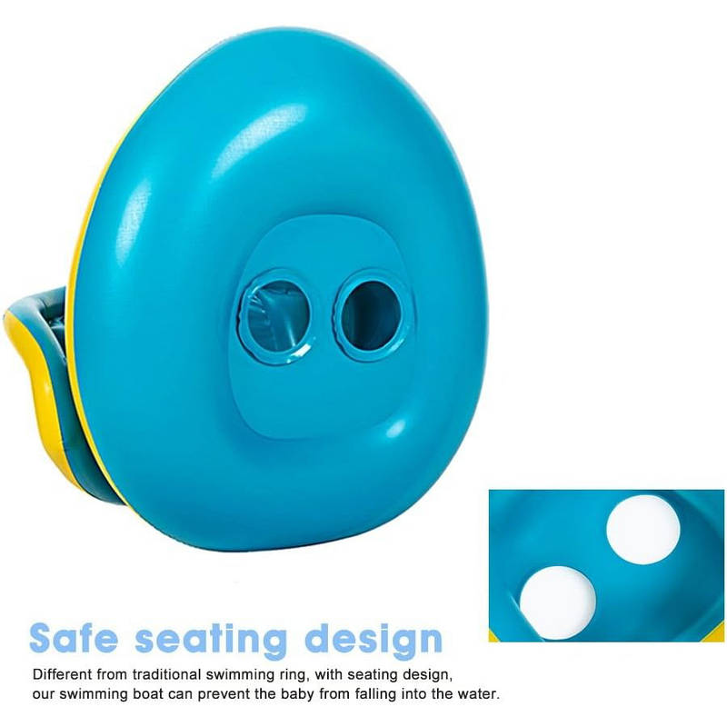 Kids Swim Trainer Pool Float with Sun Shade, Inflatable Swim Ring PVC Baby Toddler Safe Float