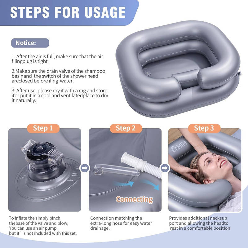 Portable Shampoo Basin for Elderly Kids Pregnant, Hair Washing Bowl with Neck Support Home Salon Station Comfortable Use