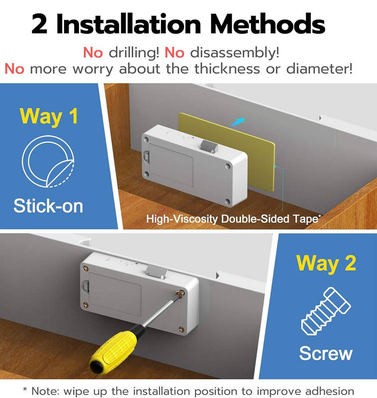 Magnetic Cabinet Lock No Drill Adhesive, App Controlled Keyless Baby Safety Lock with 5 Unlock Methods