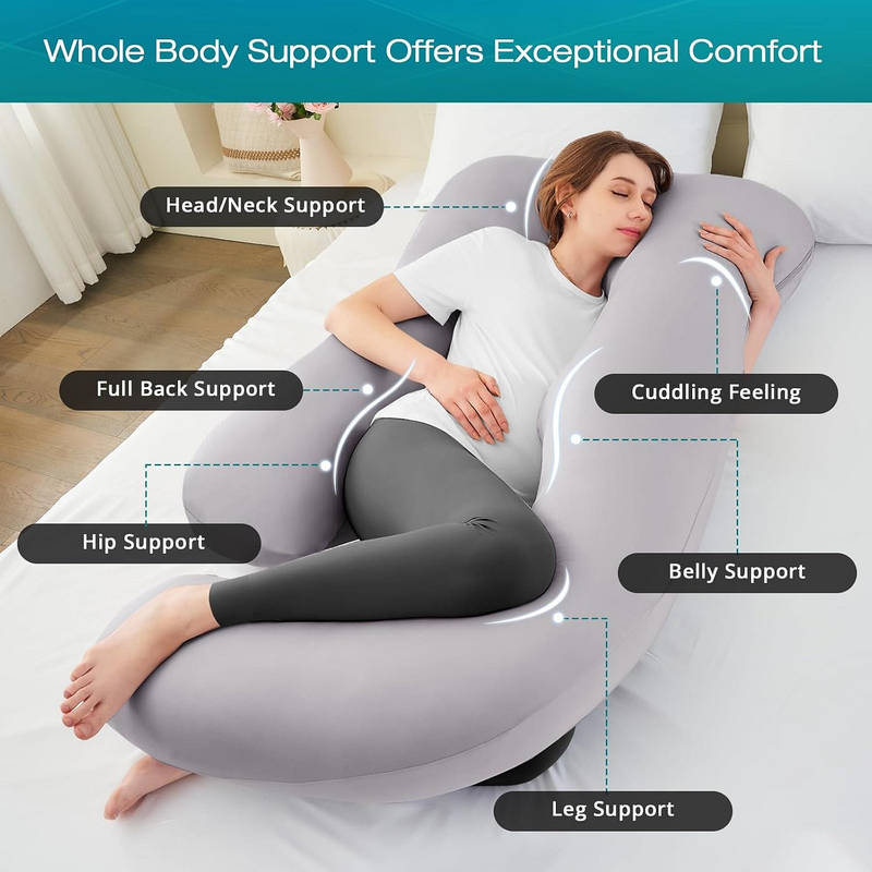 Cooling Pregnancy Pillow U Shaped Full Body, Maternity Pillow with Removable Cover for Comfortable Sleep
