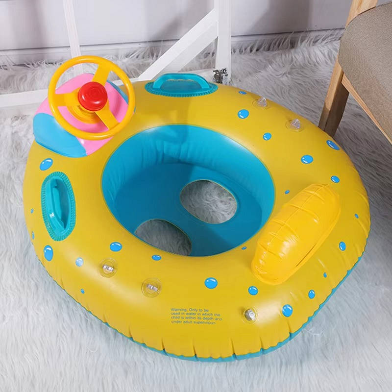 Kids Swim Trainer Pool Float with Sun Shade, Inflatable Swim Ring PVC Baby Toddler Safe Float