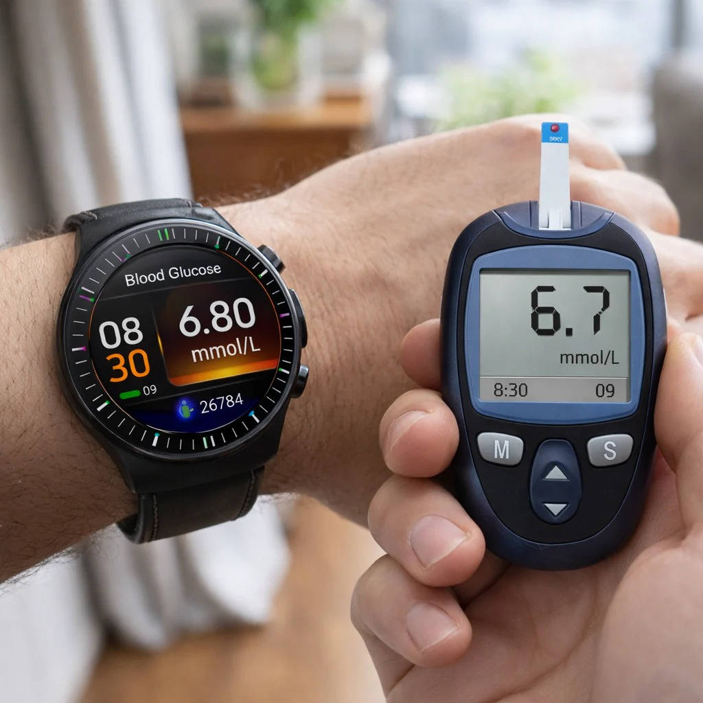 Glucose Wellness Tracker Watch with AMOLED Display and Activity Tracking