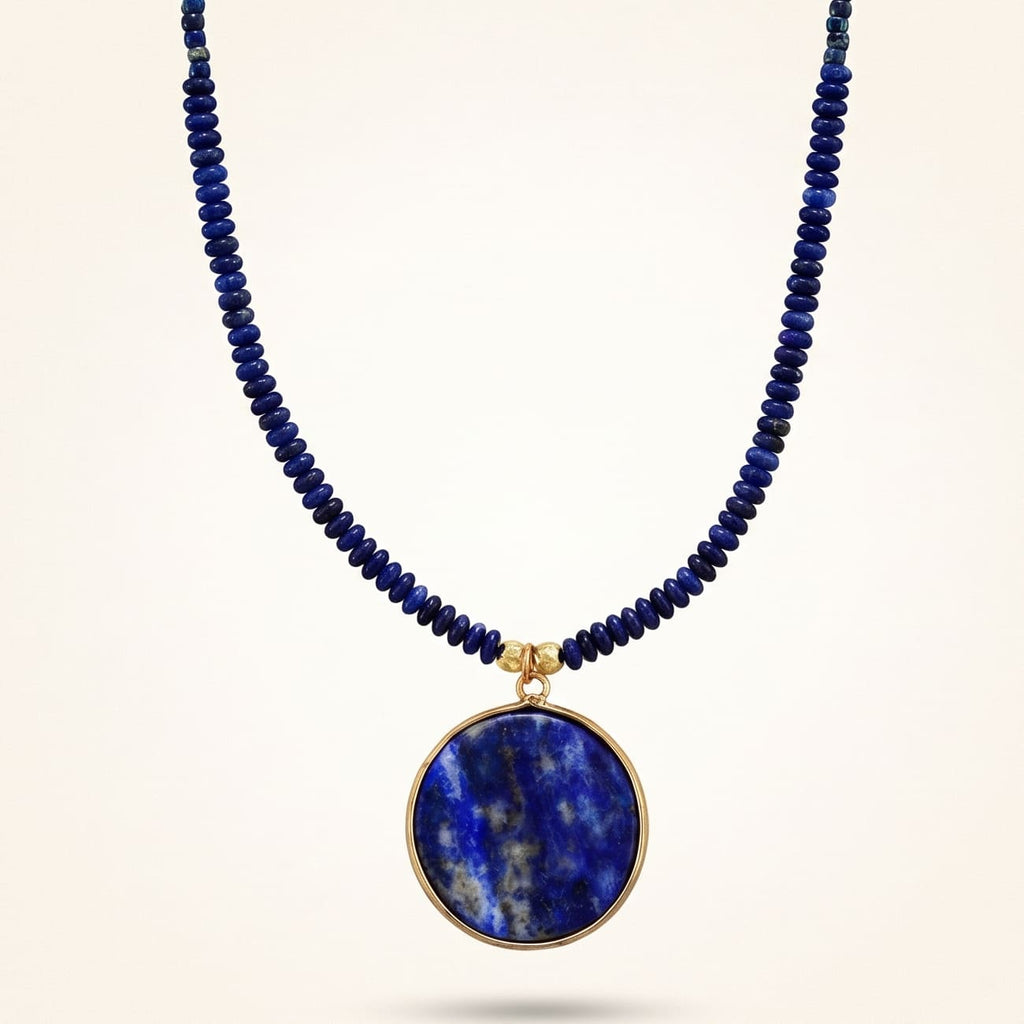 Round Lapis Necklace - Astrid