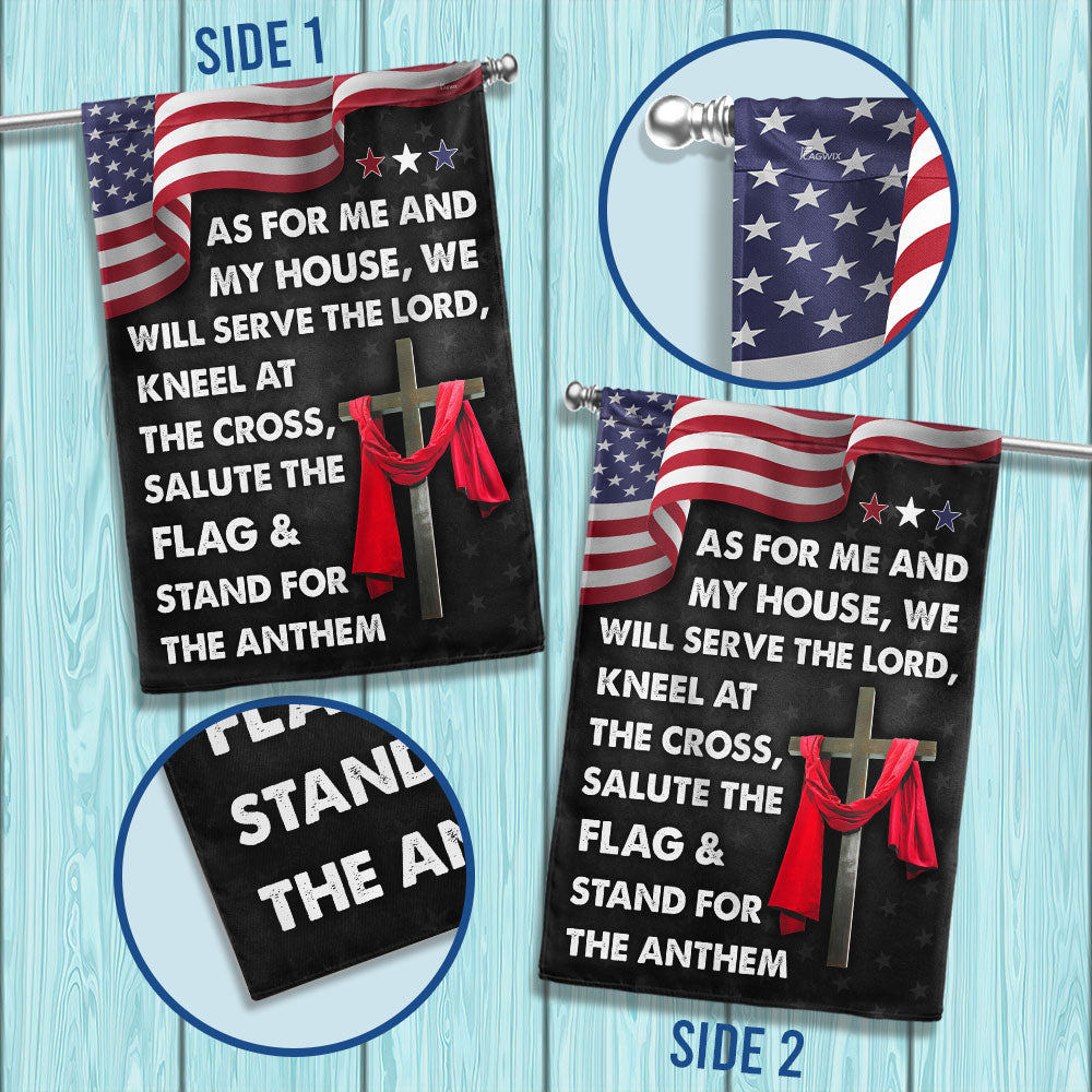 Jesus Cross American Flag As For Me And My House We Will Serve The Lord Flag  3-Day Shipping