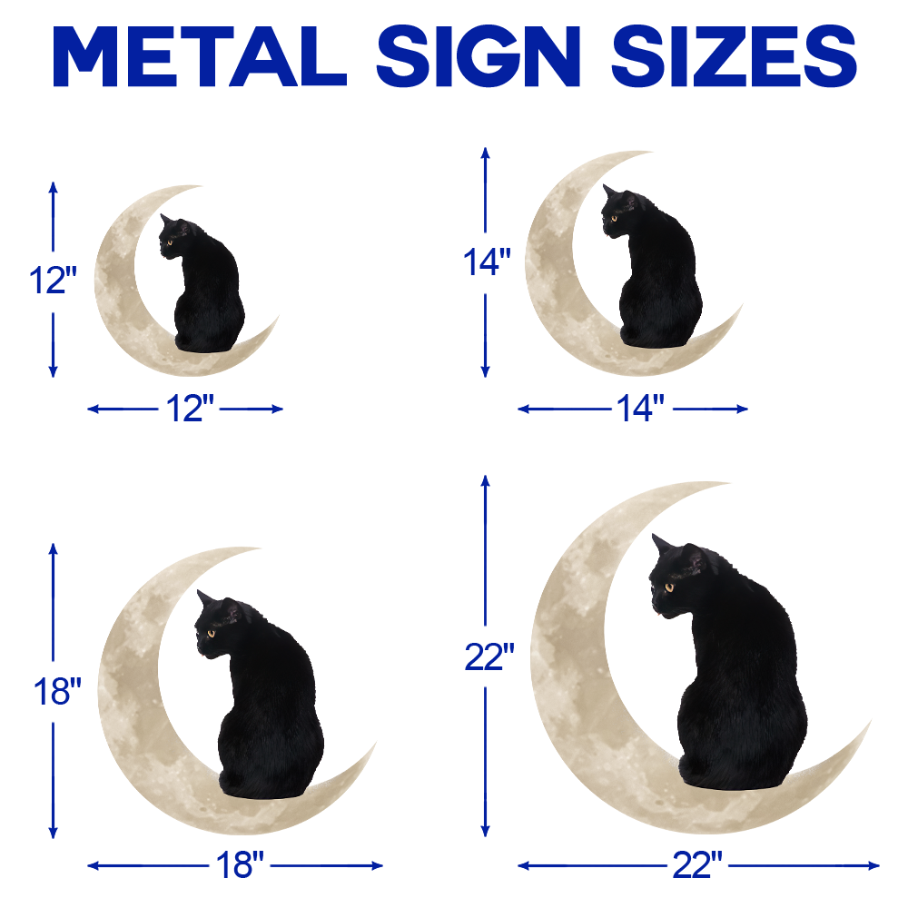 Black Cat Moon Hanging Metal Sign