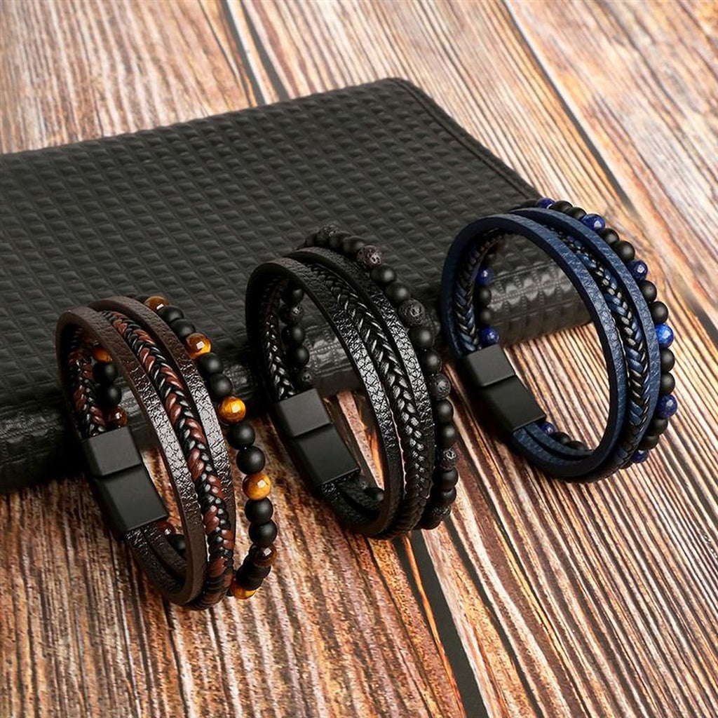 Leather Men's Bracelet Set - Armand