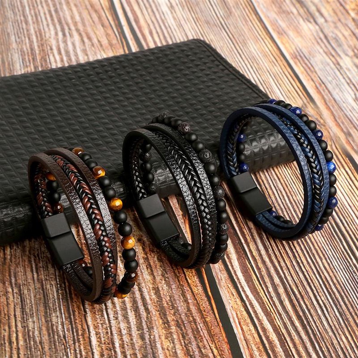 Leather Men's Bracelet Set - Armand