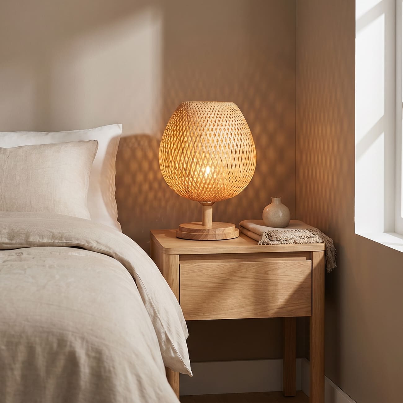 Vintage Bamboo Table Lamp - TimberGlow