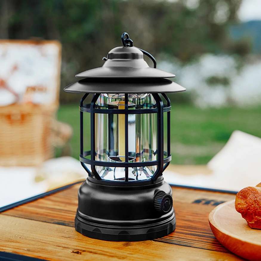 LightMate Rechargeable Camping Lantern – Vintage-Style LED with Dimmable Light