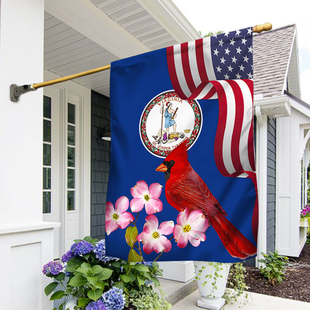 Virginia State Cardinal and Dogwood Flower Flag, heavy duty flag