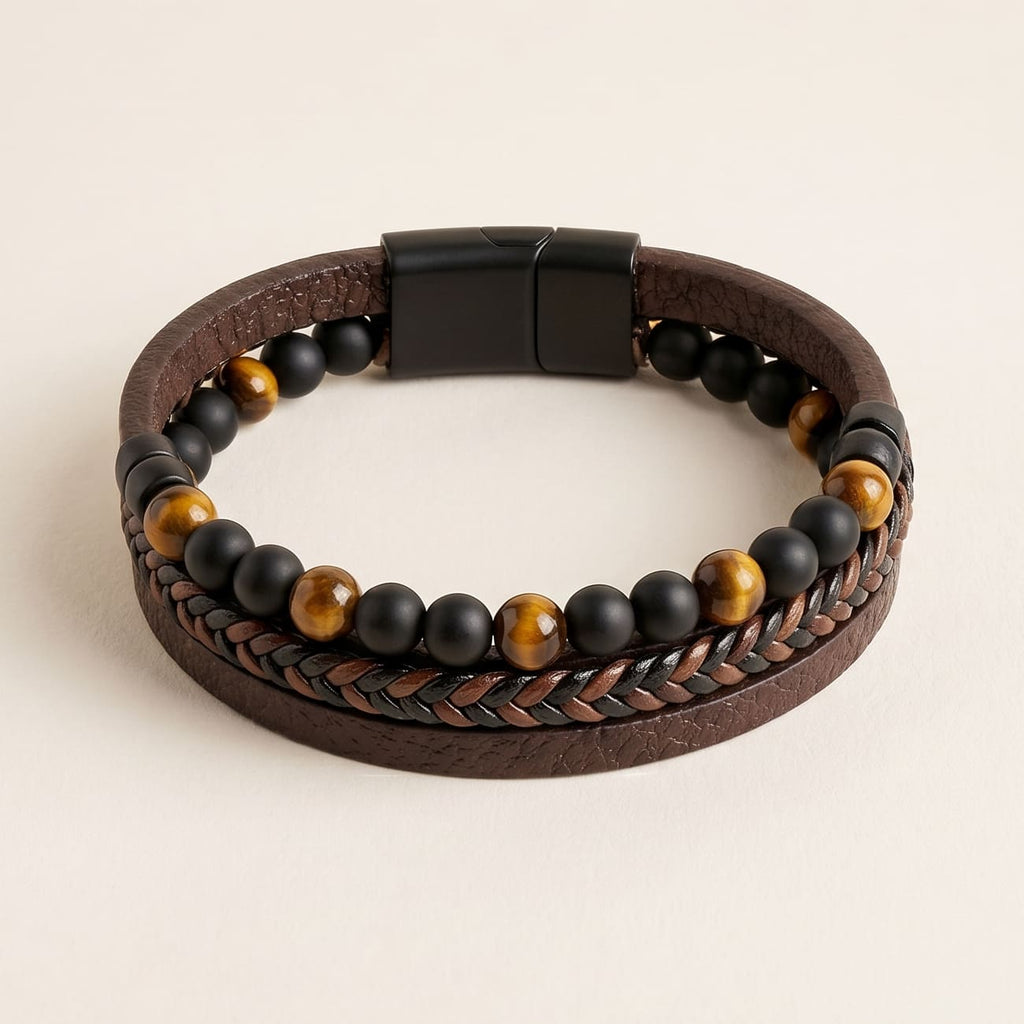 Leather Men's Bracelet Set - Armand