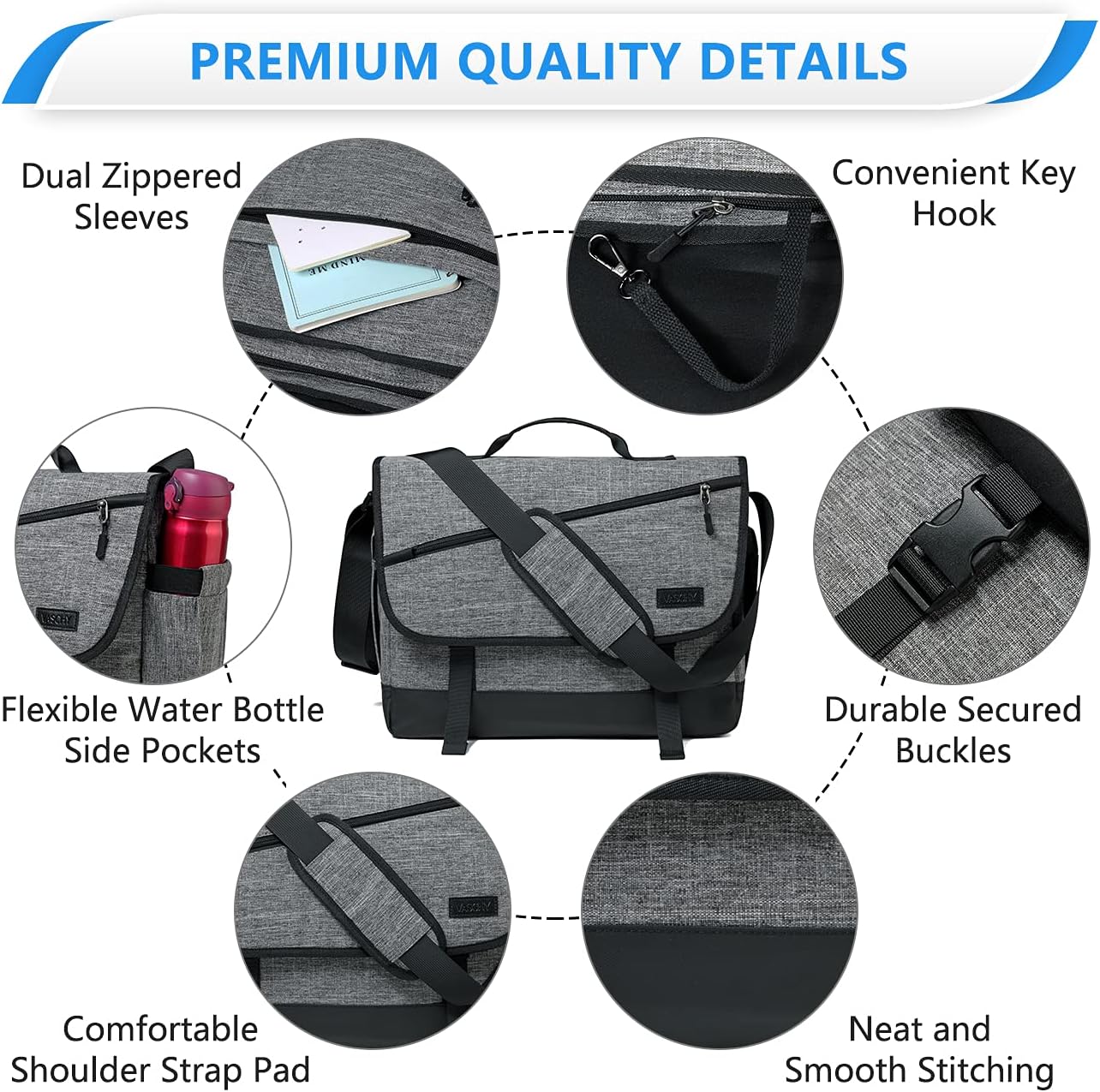 Water-Resistant Laptop Messenger Bag with Adjustable Strap – WorkMate Series