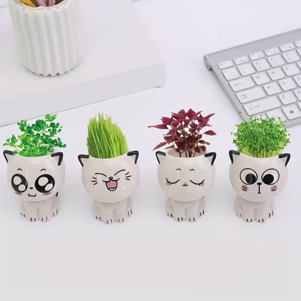 Mini Cat Ceramic Flowerpot for Small Plants