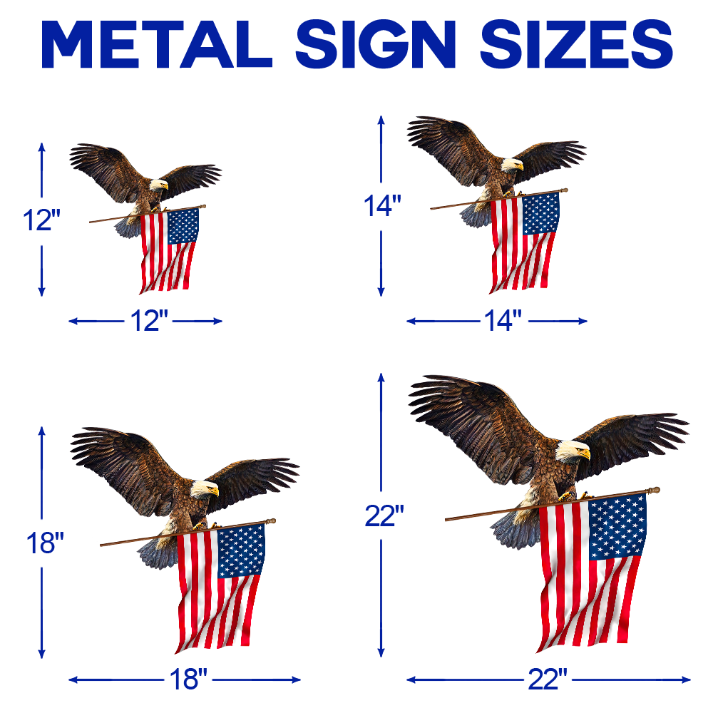 Eagle With American Flag Hanging Metal Sign, Patriotic home and garden decor