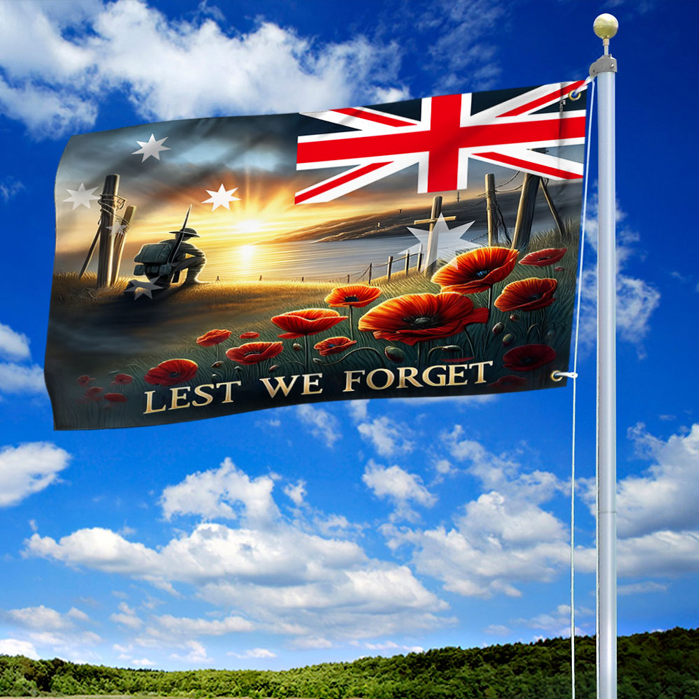 Anzac Day, Remembrance Day Australian Veteran Lest We Forget Grommet Flag