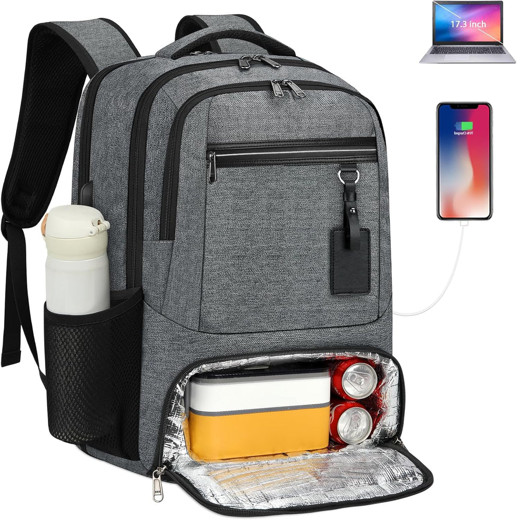 Waterproof Laptop & Lunch Backpack with USB Port – Multi-Compartment Travel Bag