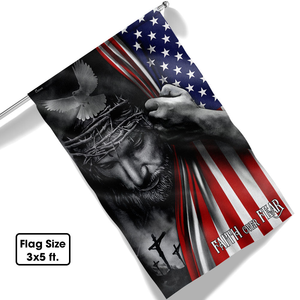Jesus Flag Faith Over Fear God Jesus Flag, Double Side Print, 3-Day Shipping