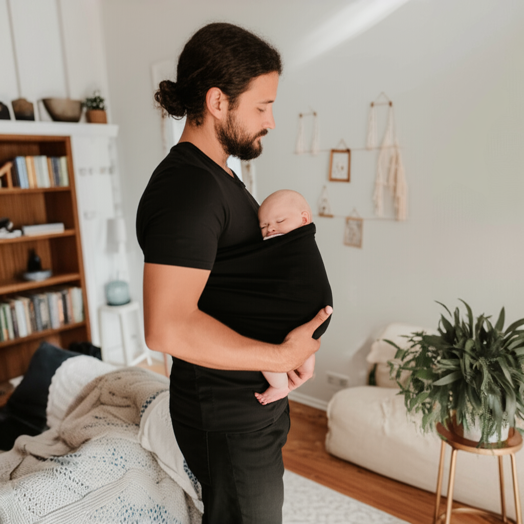Cotton Babywearing T-Shirt with Built-In Pouch and Nursing Function
