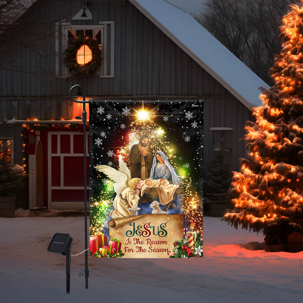 Jesus Christmas Flag Jesus Is The Reason For The Season Christmas Solar LED Garden Flag