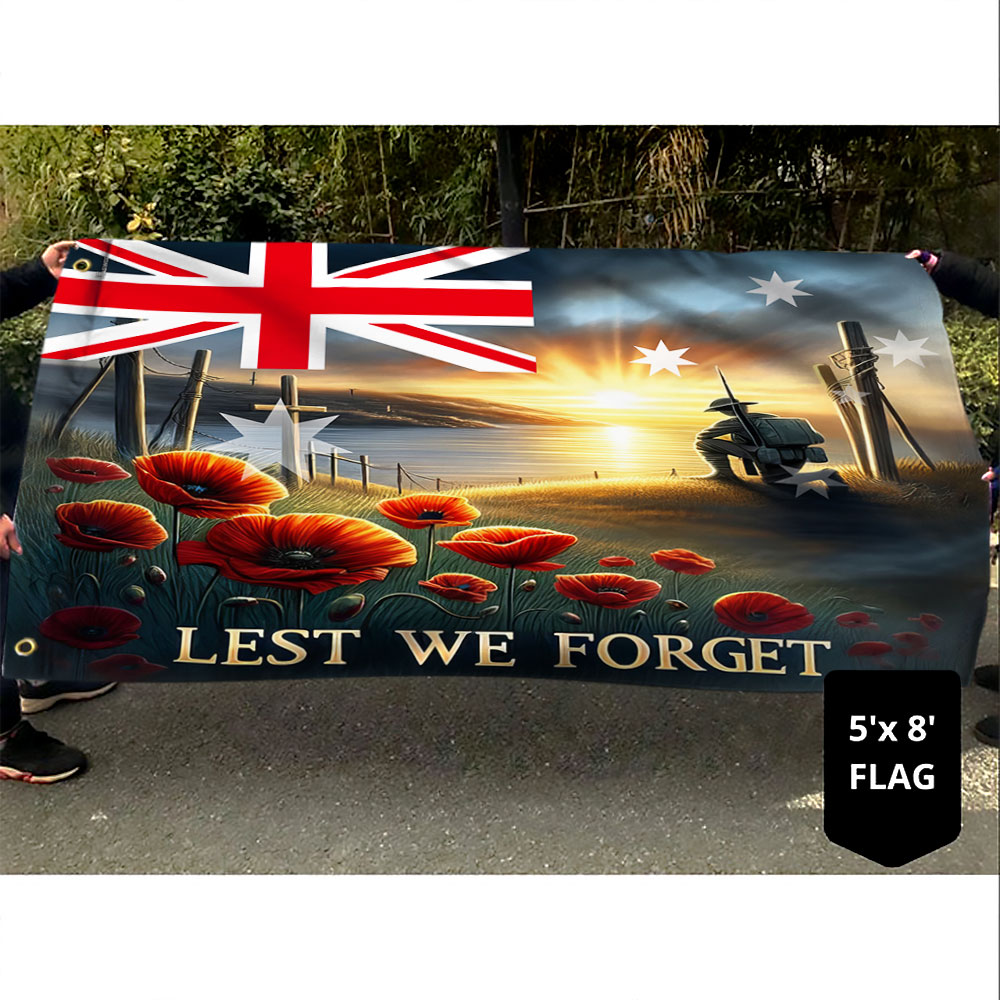 Anzac Day, Remembrance Day Australian Veteran Lest We Forget Grommet Flag