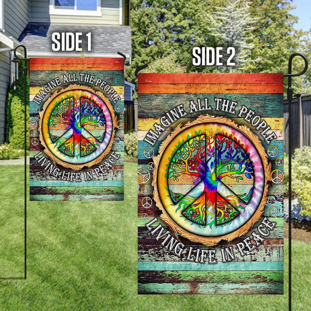 Woodstock Flag - Hippie Flag - Imagine All The People Living Life In Peace Flag
