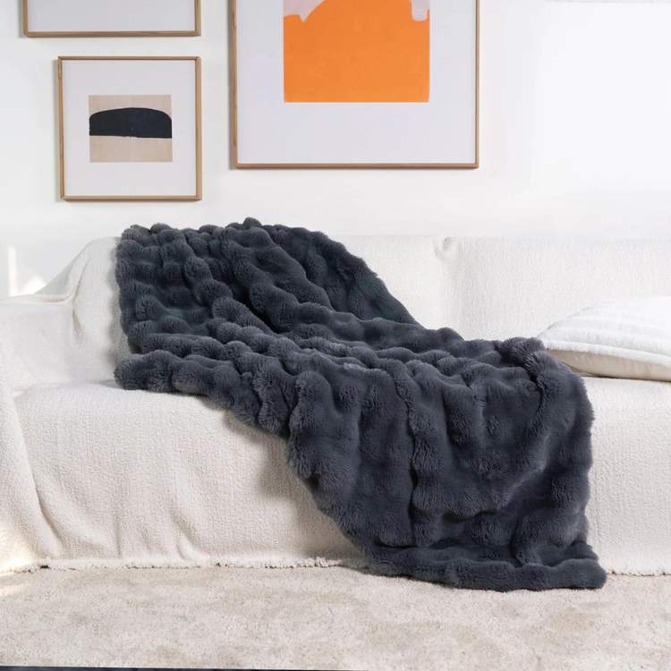 PlushHaven Faux Fur Weighted Blanket