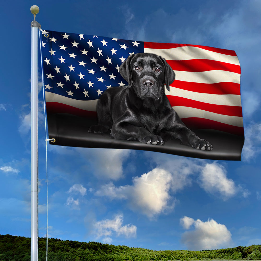 Black Labrador Retriever American Grommet Flag QNN437GFv7