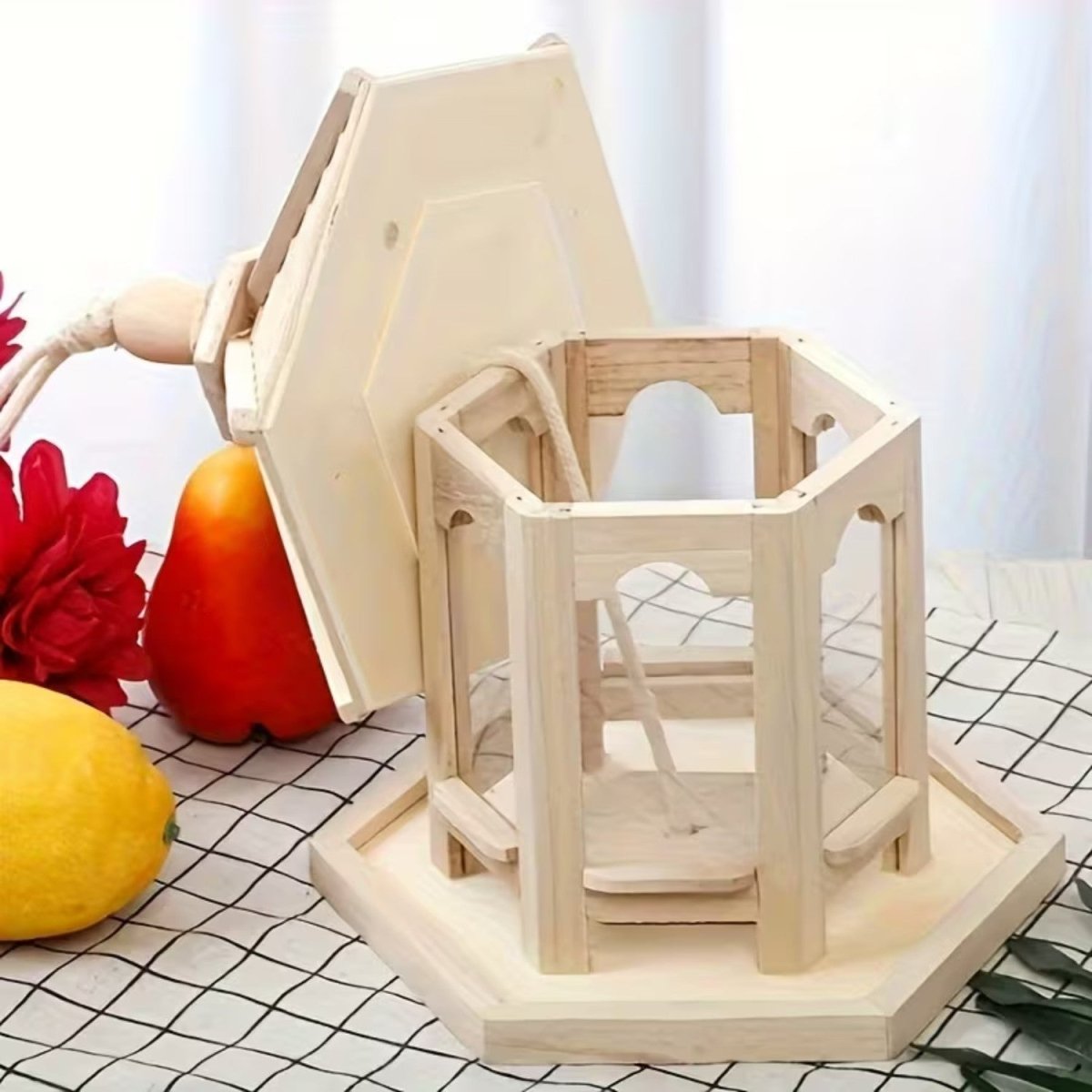 Rustic Wooden Birdhouse with Water System