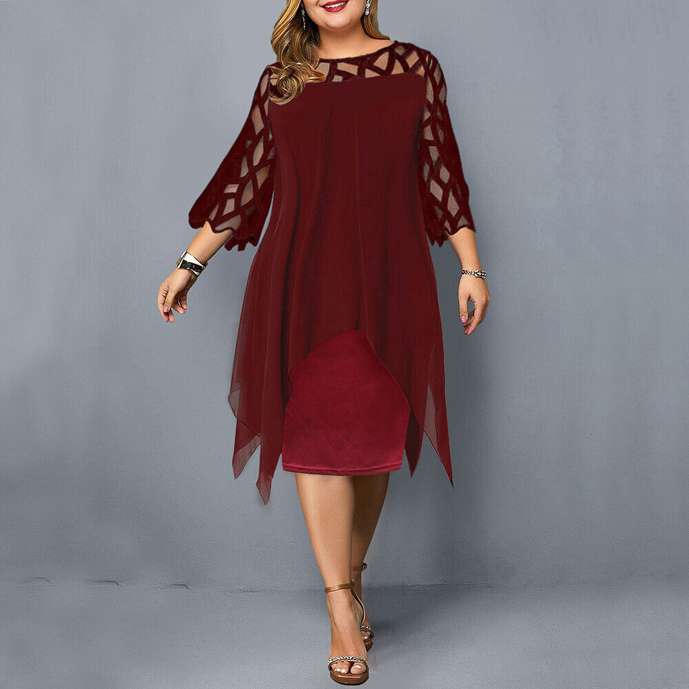 Elegant plus-size midi dress for fall