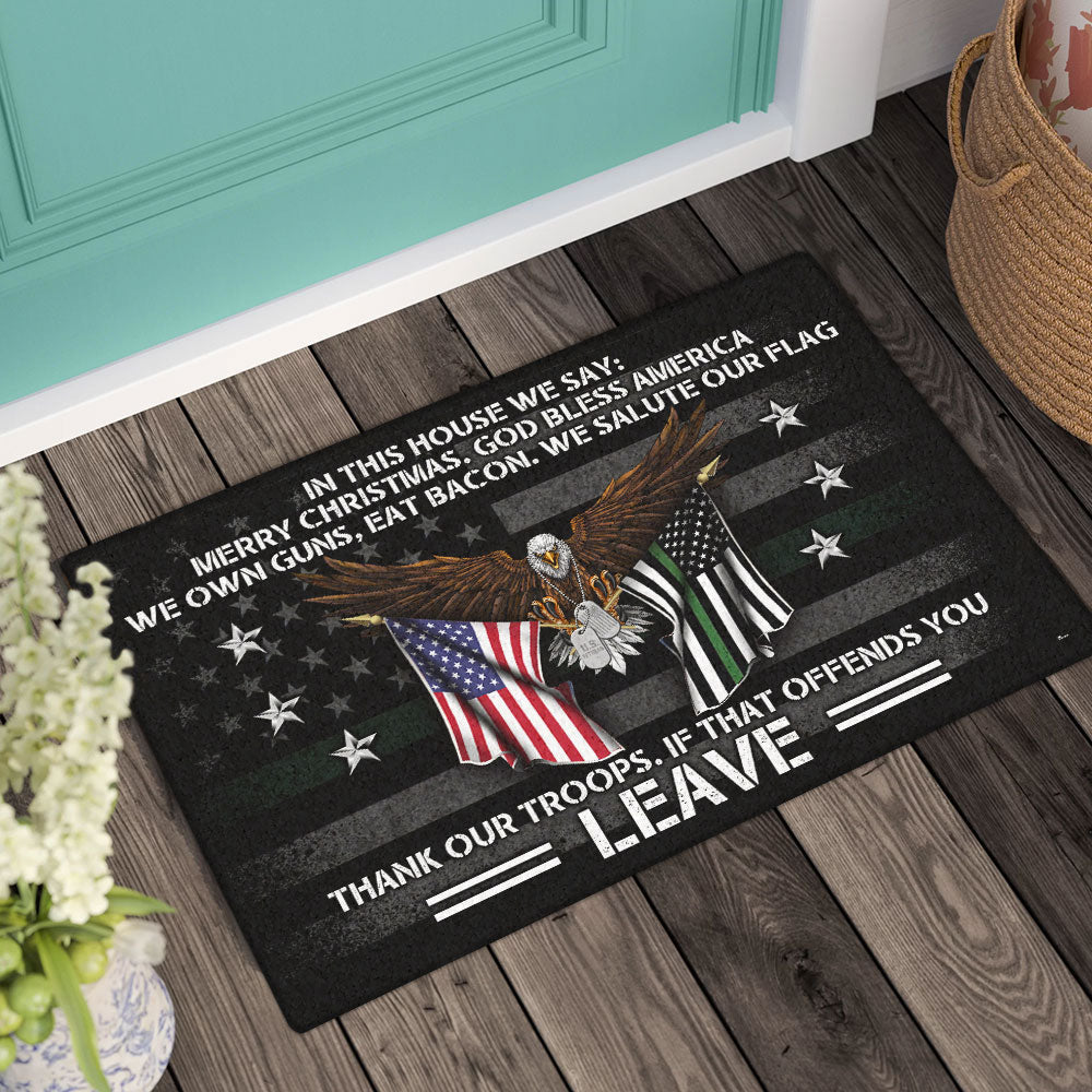 Veterans Day Decor, Patriotic Doormat In This House We Salute Our Flag