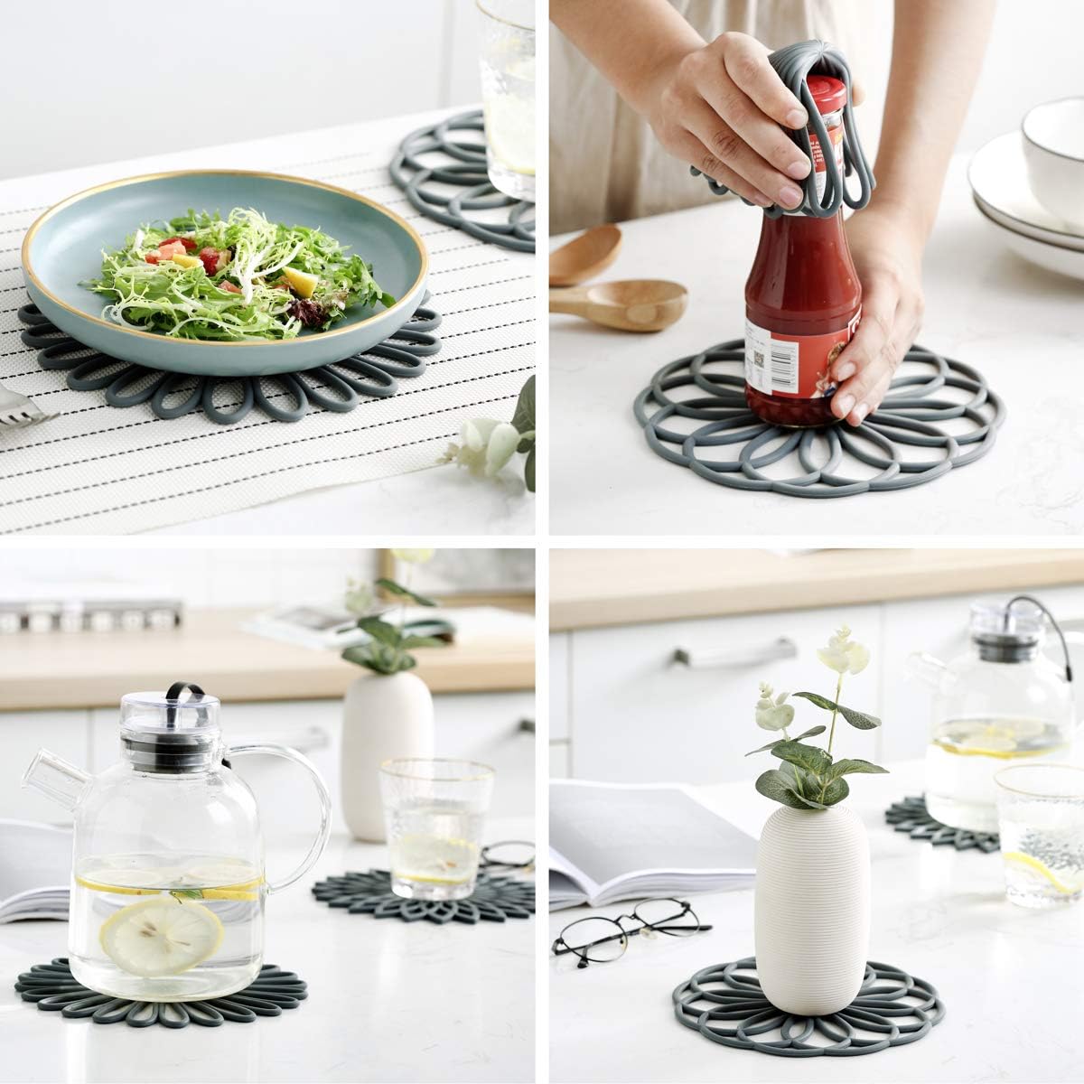 Set of 3 Silicone Coasters: Heat Resistant Heat Pads 1