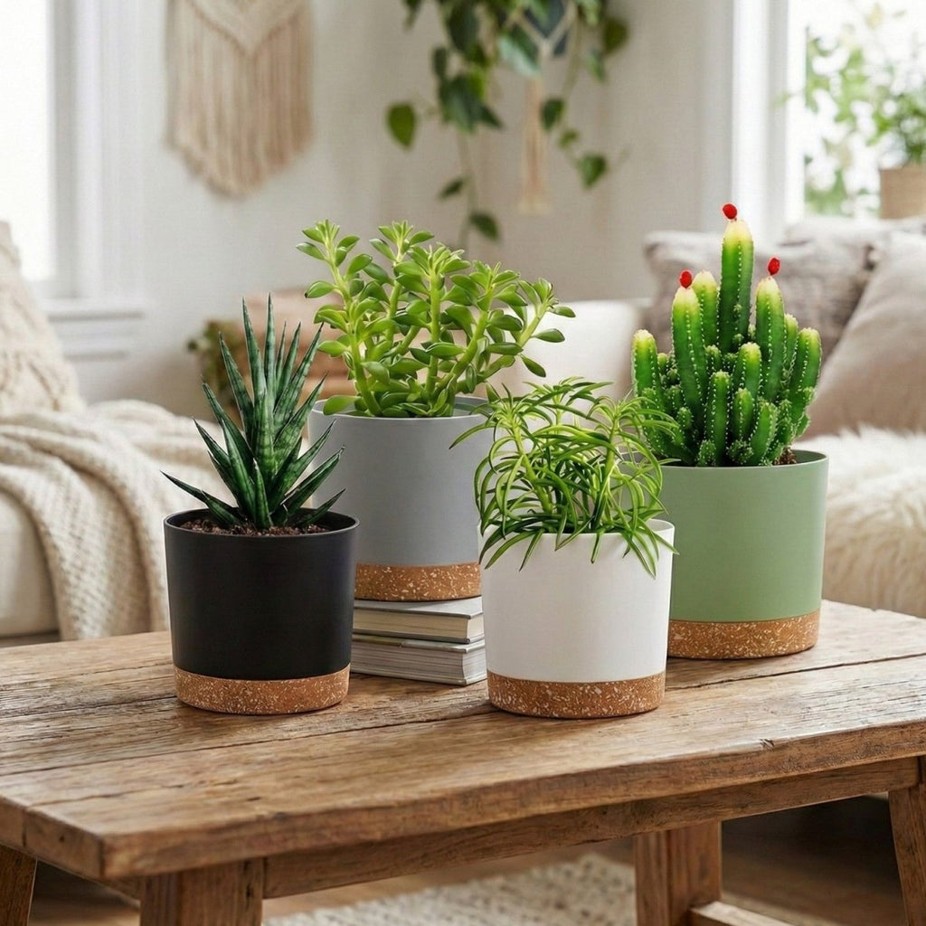 Set of 4 Modern Flower Pots with Drainage