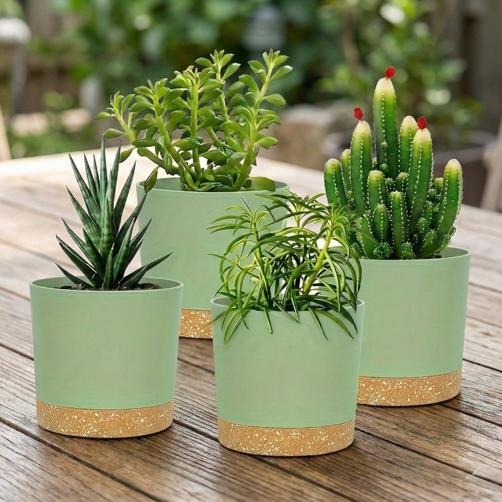 Set of 4 Modern Flower Pots with Drainage