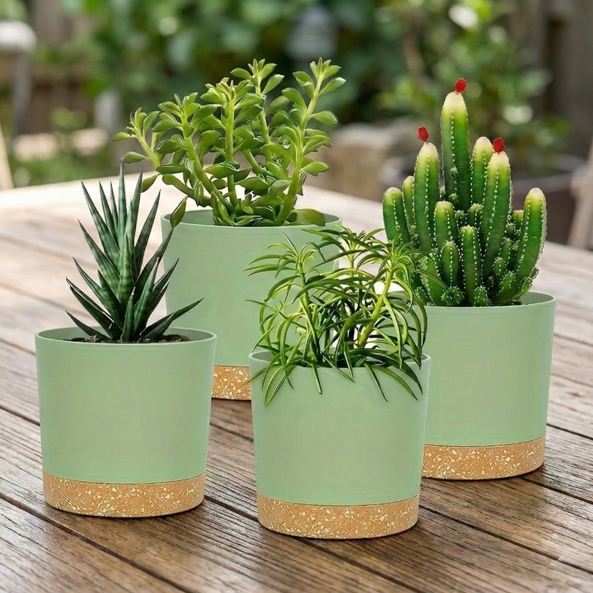 Set of 4 Modern Flower Pots with Drainage