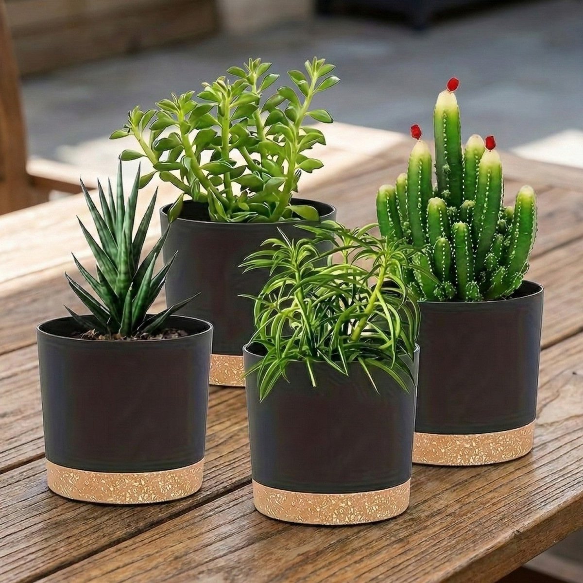 Set of 4 Modern Flower Pots with Drainage