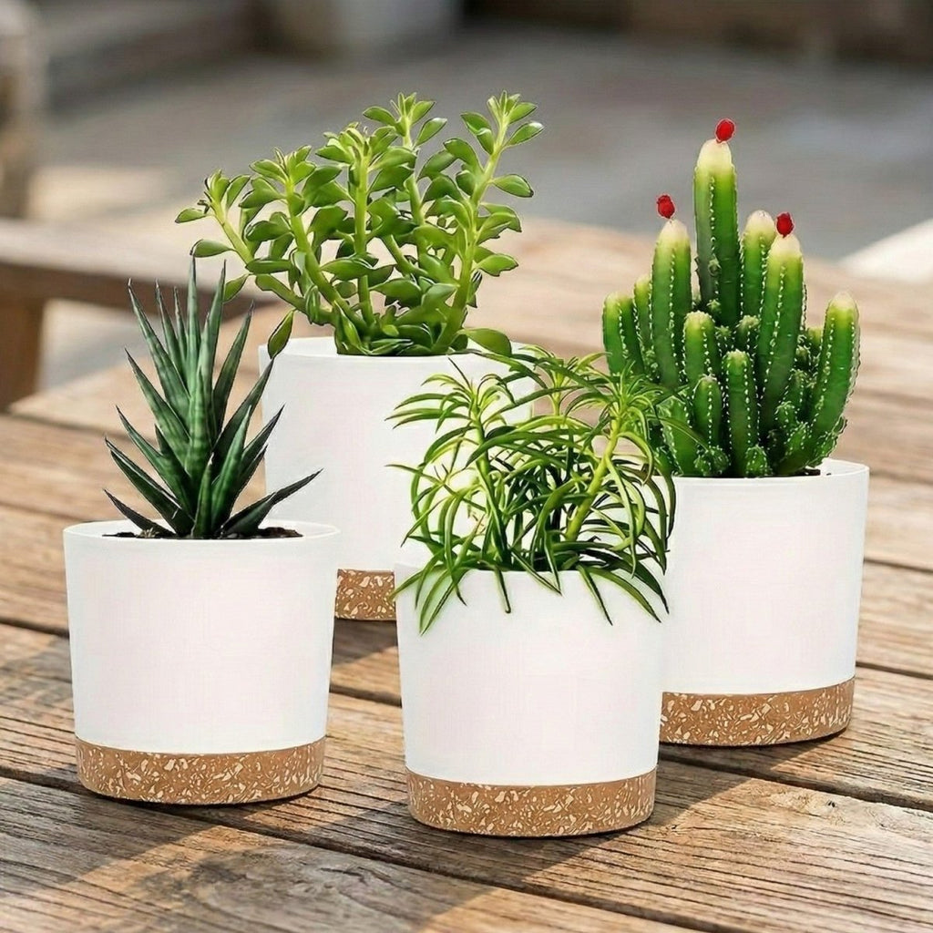 Set of 4 Modern Flower Pots with Drainage