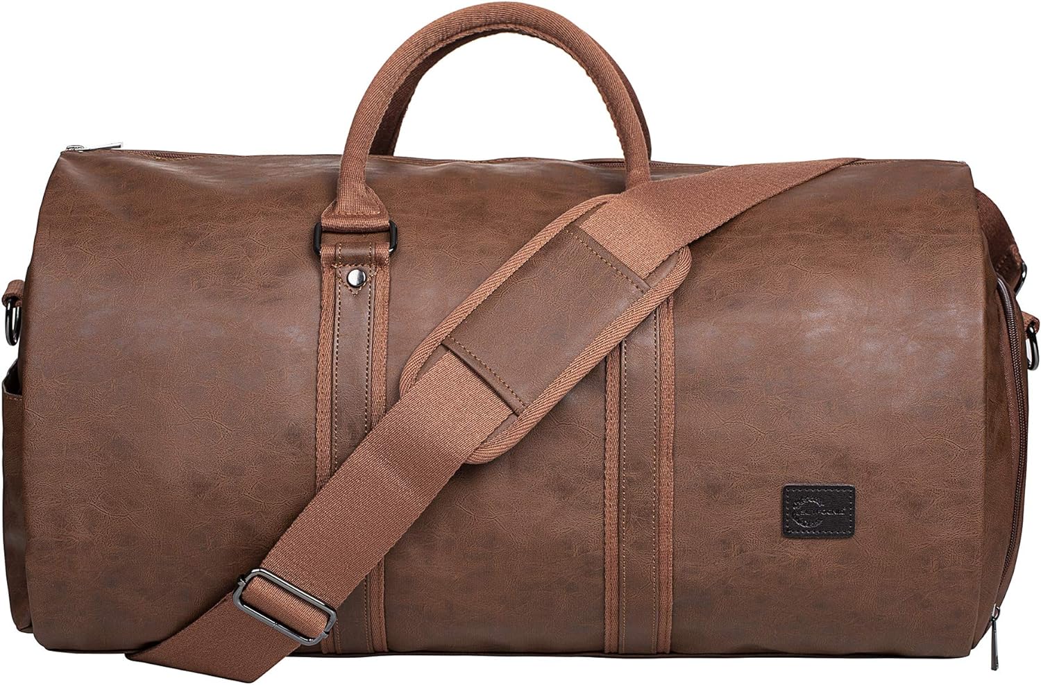 Convertible PU Leather Garment Duffel – Carry-On Weekender Suit Travel Bag